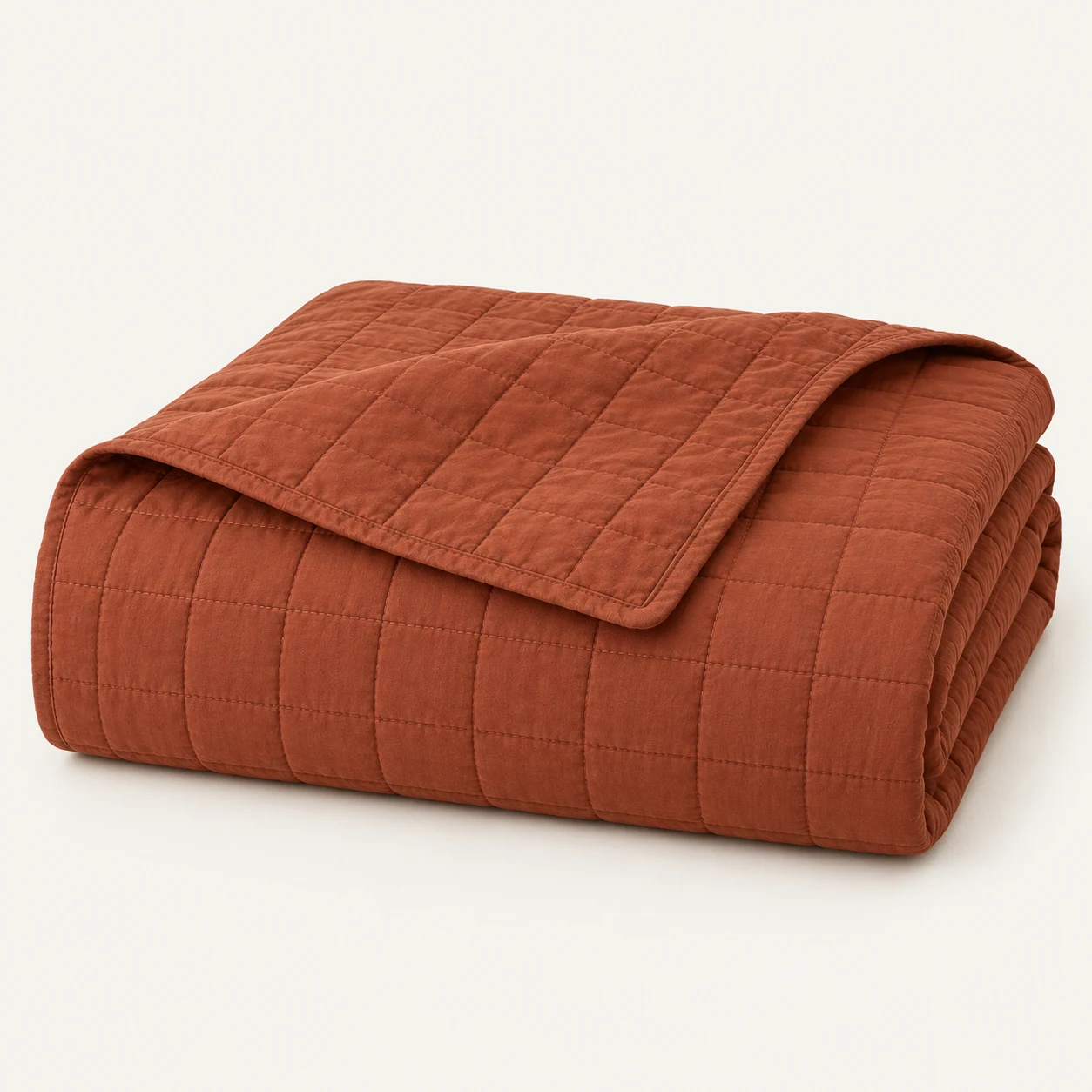 Rust quilted bedspread